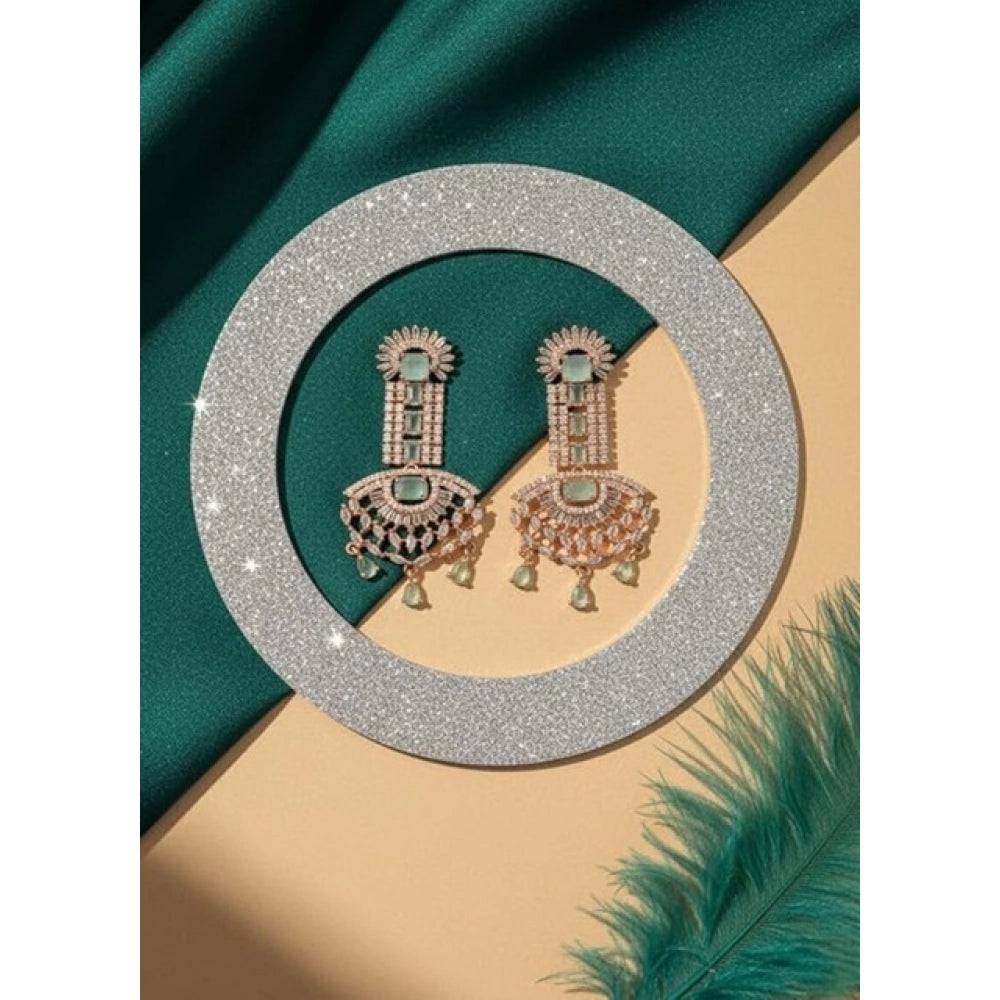 Generic Women's Brass Silver Plated Drop Earrings (Turquoise)
