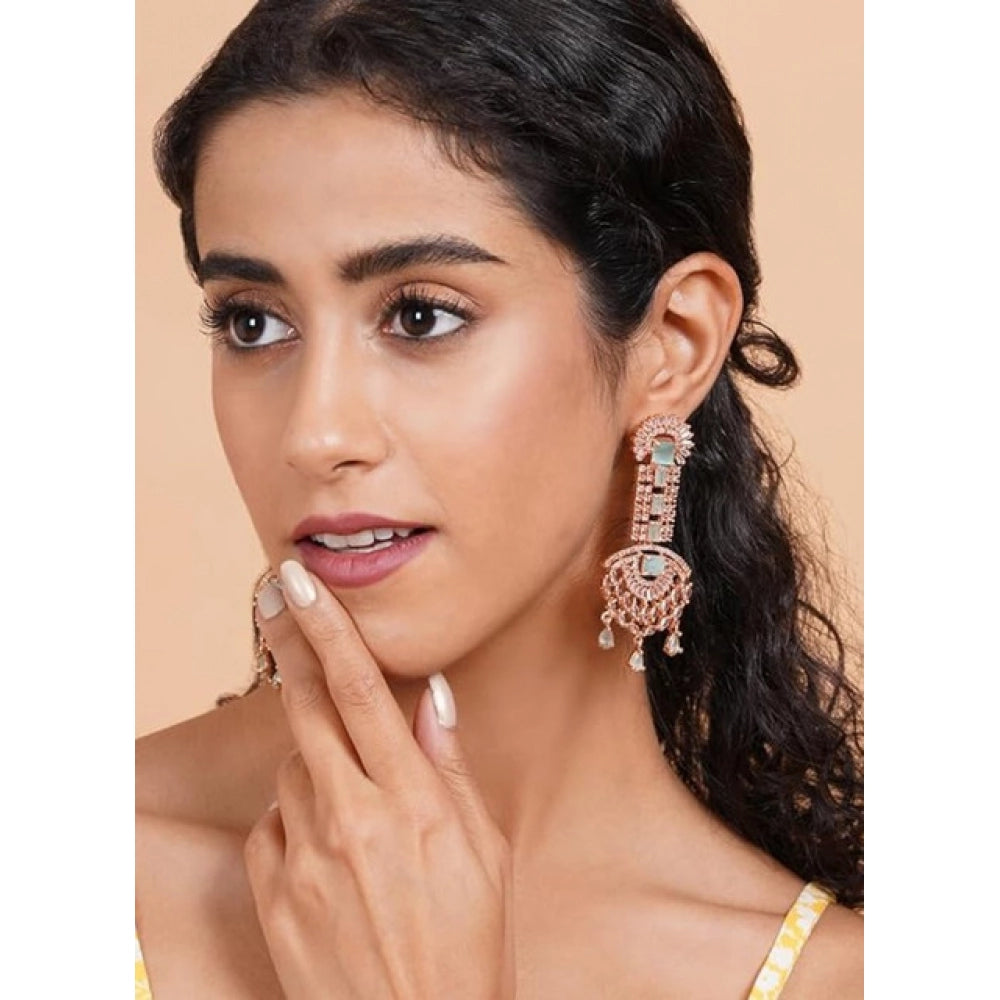 Generic Women's Brass Silver Plated Drop Earrings (Turquoise)