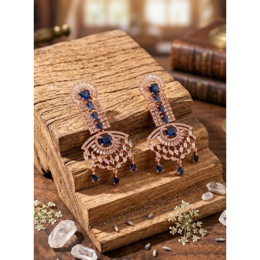 Generic Women's Brass Silver Plated Drop Earrings (Blue)