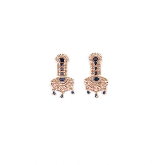 Generic Women's Brass Silver Plated Drop Earrings (Blue)