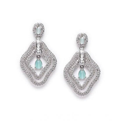 Generic Women's Brass Silver Plated Drop Earrings (Turquoise)