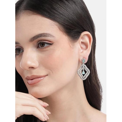 Generic Women's Brass Silver Plated Drop Earrings (Turquoise)