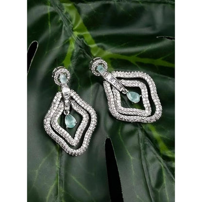 Generic Women's Brass Silver Plated Drop Earrings (Turquoise)