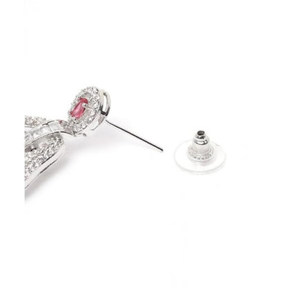 Generic Women's Brass Silver Plated Drop Earrings (Red)