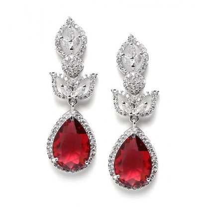 Generic Women's Brass Silver Plated Drop Earrings (Red)