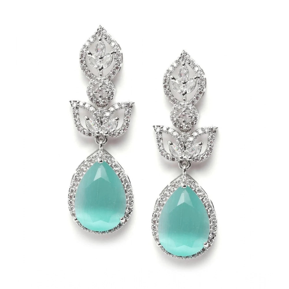 Generic Women's Brass Silver Plated Drop Earrings (Turquoise)