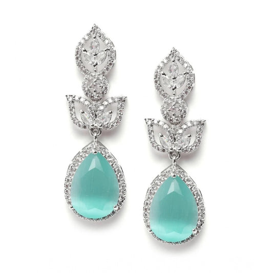 Generic Women's Brass Silver Plated Drop Earrings (Turquoise)