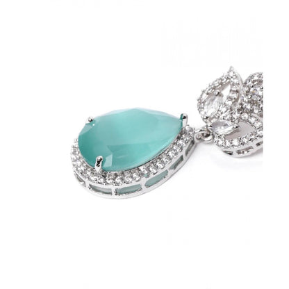 Generic Women's Brass Silver Plated Drop Earrings (Turquoise)