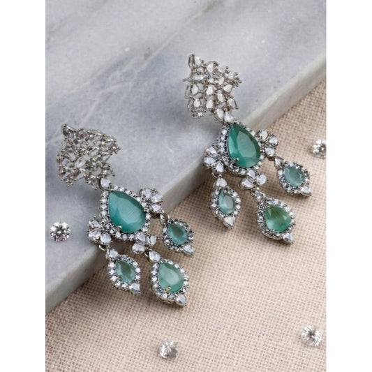 Generic Women's Brass Silver Plated Drop Earrings (Turquoise)