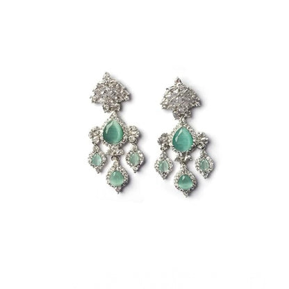 Generic Women's Brass Silver Plated Drop Earrings (Turquoise)
