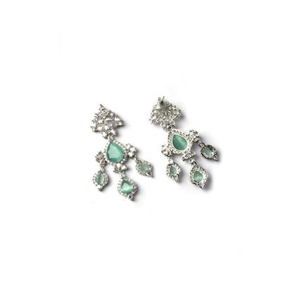 Generic Women's Brass Silver Plated Drop Earrings (Turquoise)