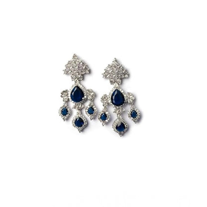 Generic Women's Brass Silver Plated Drop Earrings (Blue)