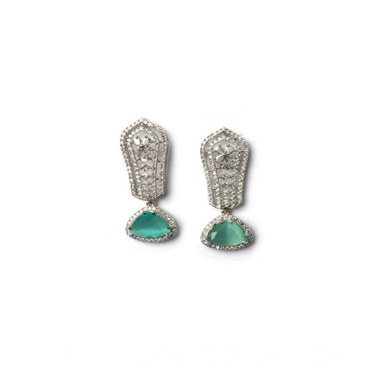 Generic Women's Brass Silver Plated Drop Earrings (Turquoise)
