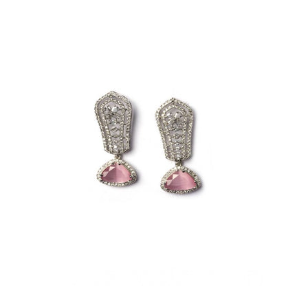 Generic Women's Brass Silver Plated Drop Earrings (Pink)
