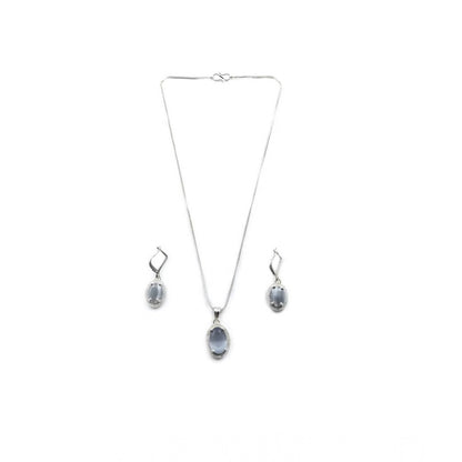 Generic Women's Brass Silver Plated Pendant Set (Grey)