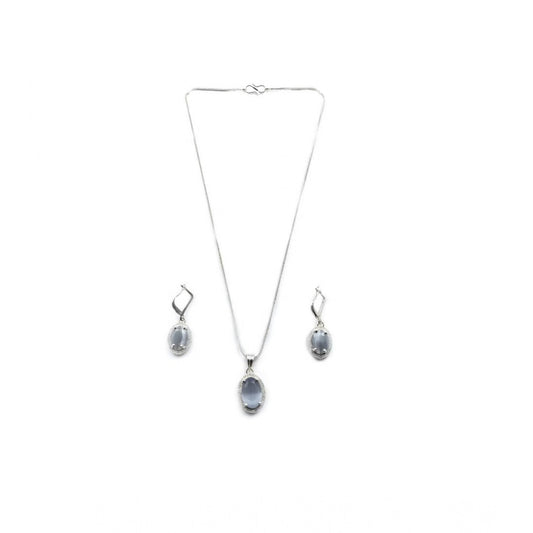 Generic Women's Brass Silver Plated Pendant Set (Grey)