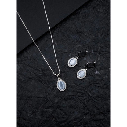Generic Women's Brass Silver Plated Pendant Set (Grey)