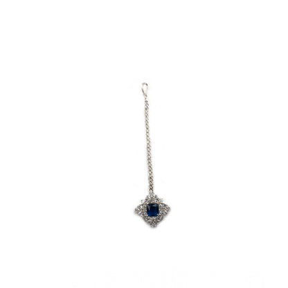 Generic Women's Brass Silver Plated Pendant Set (Blue)