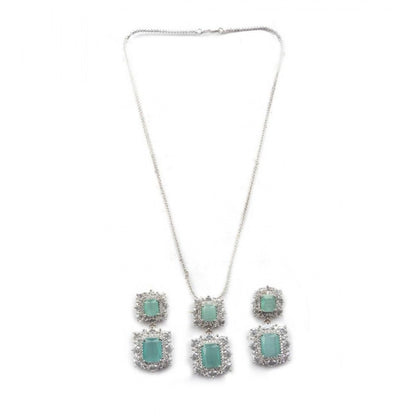 Generic Women's Brass Silver Plated Pendant Set (Mint)