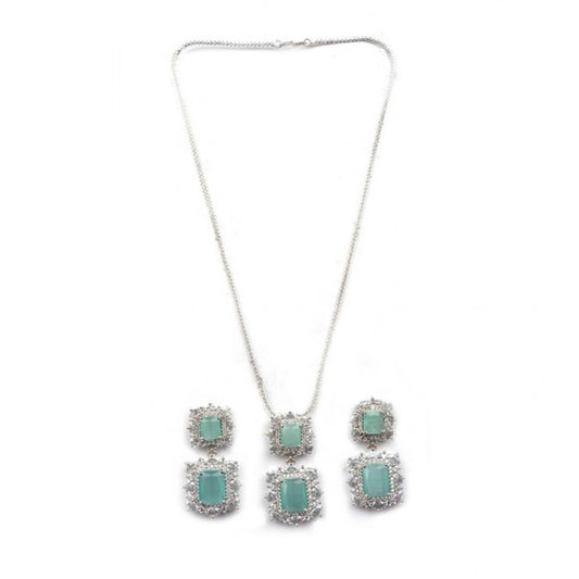 Generic Women's Brass Silver Plated Pendant Set (Mint)