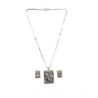 Generic Women's Brass Silver Plated Pendant Set (Multicolor)