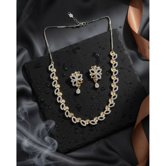 Generic Women's Brass Silver Plated Necklace set (Silver)