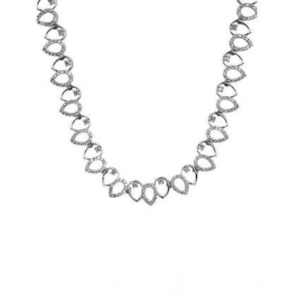Generic Women's Brass Silver Plated Necklace set (Silver)