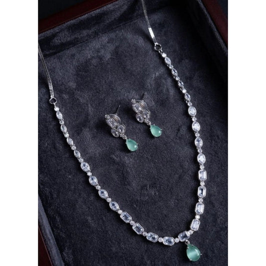 Generic Women's Brass Silver Plated Necklace set (Turquoise)