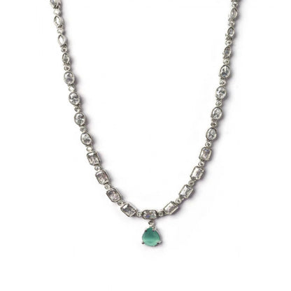 Generic Women's Brass Silver Plated Necklace set (Turquoise)