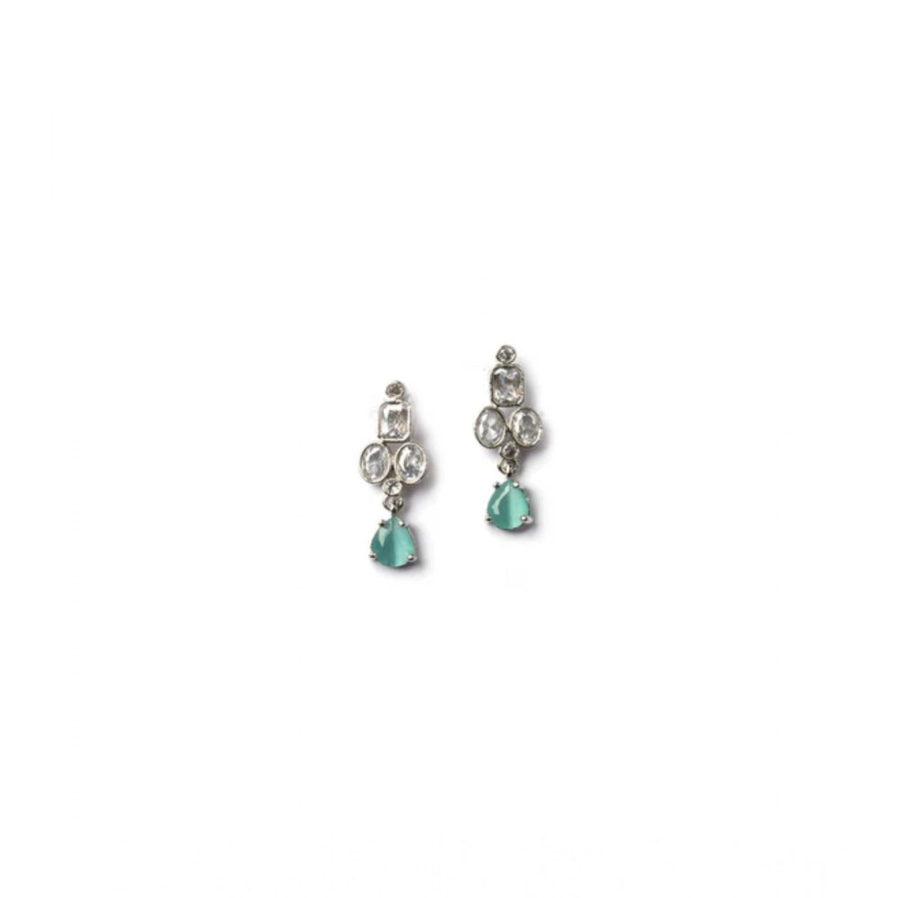 Generic Women's Brass Silver Plated Necklace set (Turquoise)