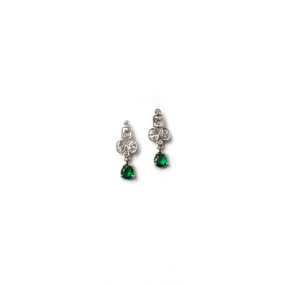 Generic Women's Brass Silver Plated Necklace set (Green)