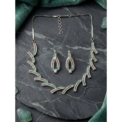Generic Women's Brass Silver Plated Necklace set (Turquoise)