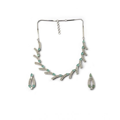 Generic Women's Brass Silver Plated Necklace set (Turquoise)