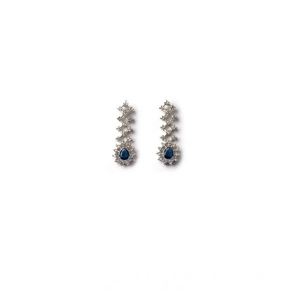 Generic Women's Brass Silver Plated Necklace set (Blue)