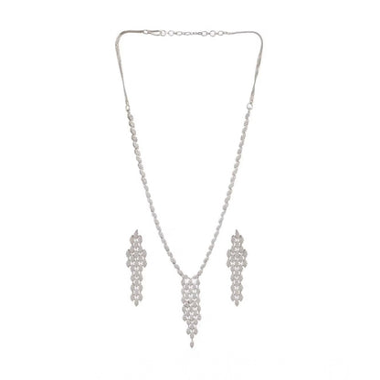 Generic Women's Brass Silver Plated Necklace set (Silver)