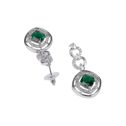 Generic Women's Brass Silver Plated Necklace set (Green)