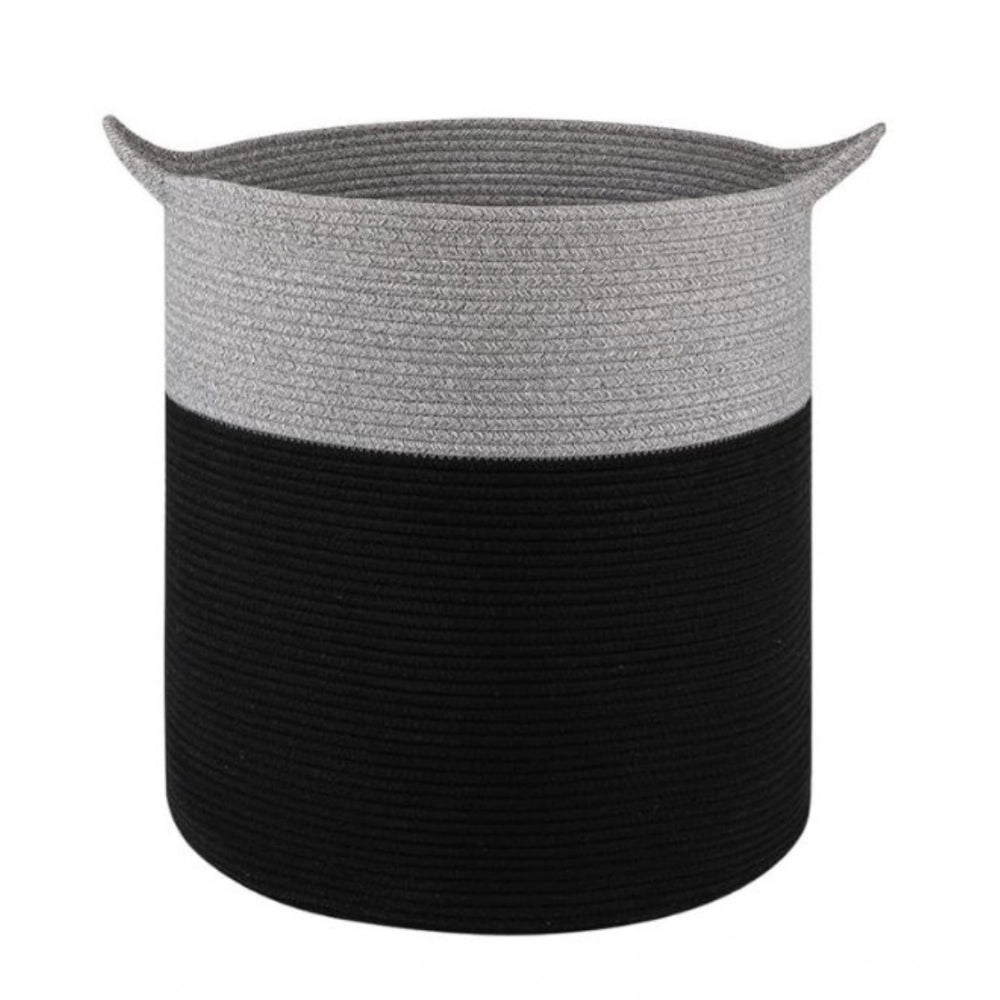 Generic Cotton 12x14 Inch-1 Pcs Storage Basket For Clothes With Out Lid (Gray-Black)