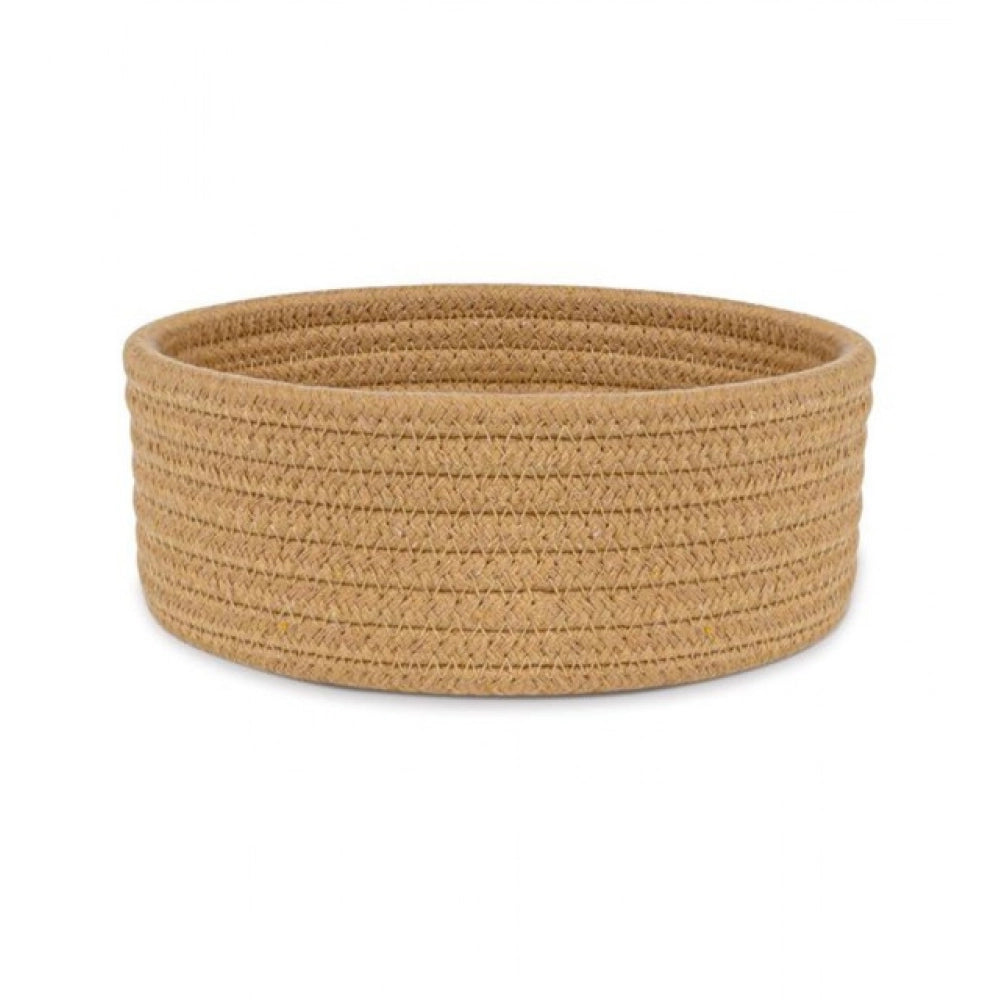 Generic Cotton 8x3 Inch Round 1 Pcs Bedside Organizer With Out Lid (Beige)