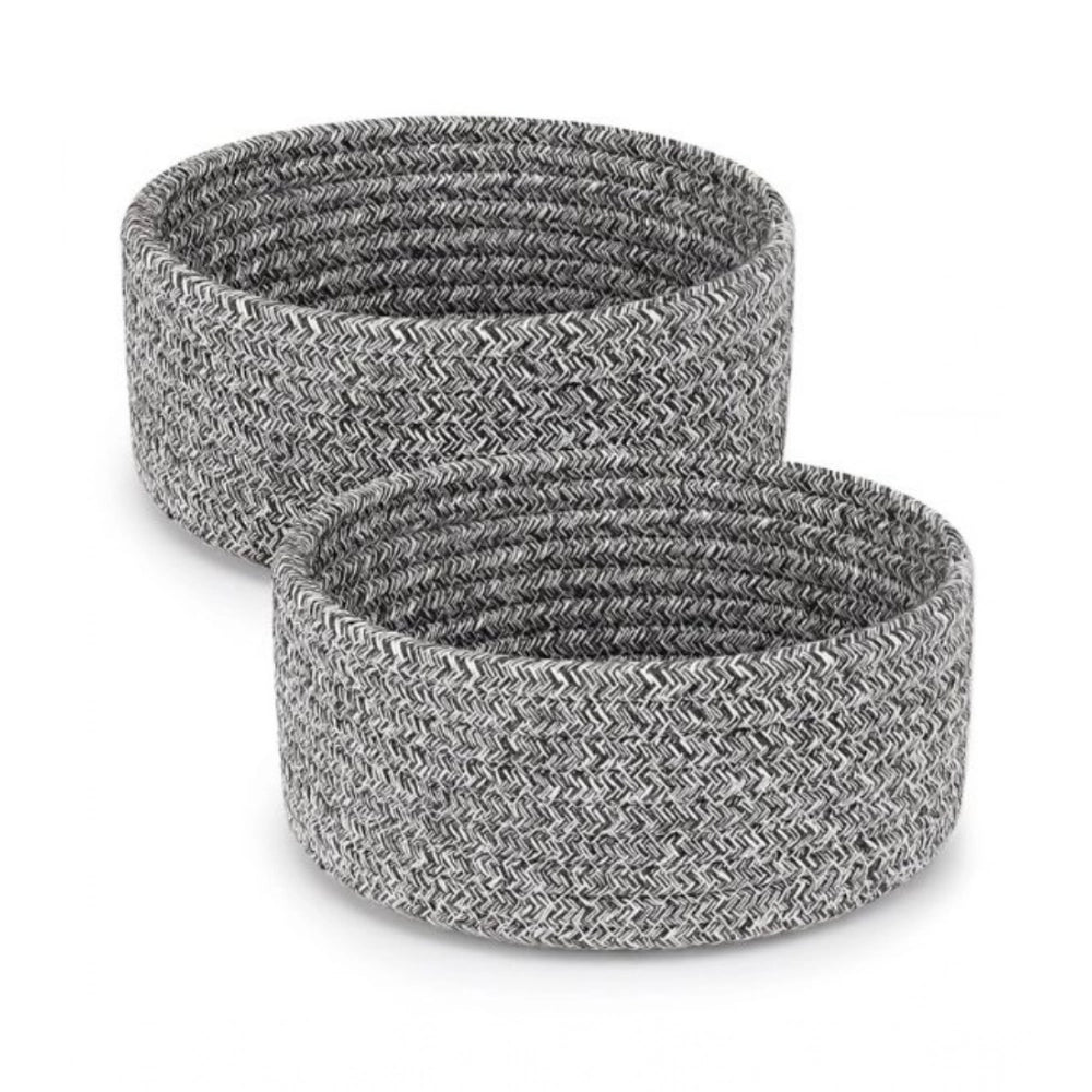 Generic Cotton 8x3 Inch Kidi Round 2 Set Bedside Organizer With Out Lid (Black)