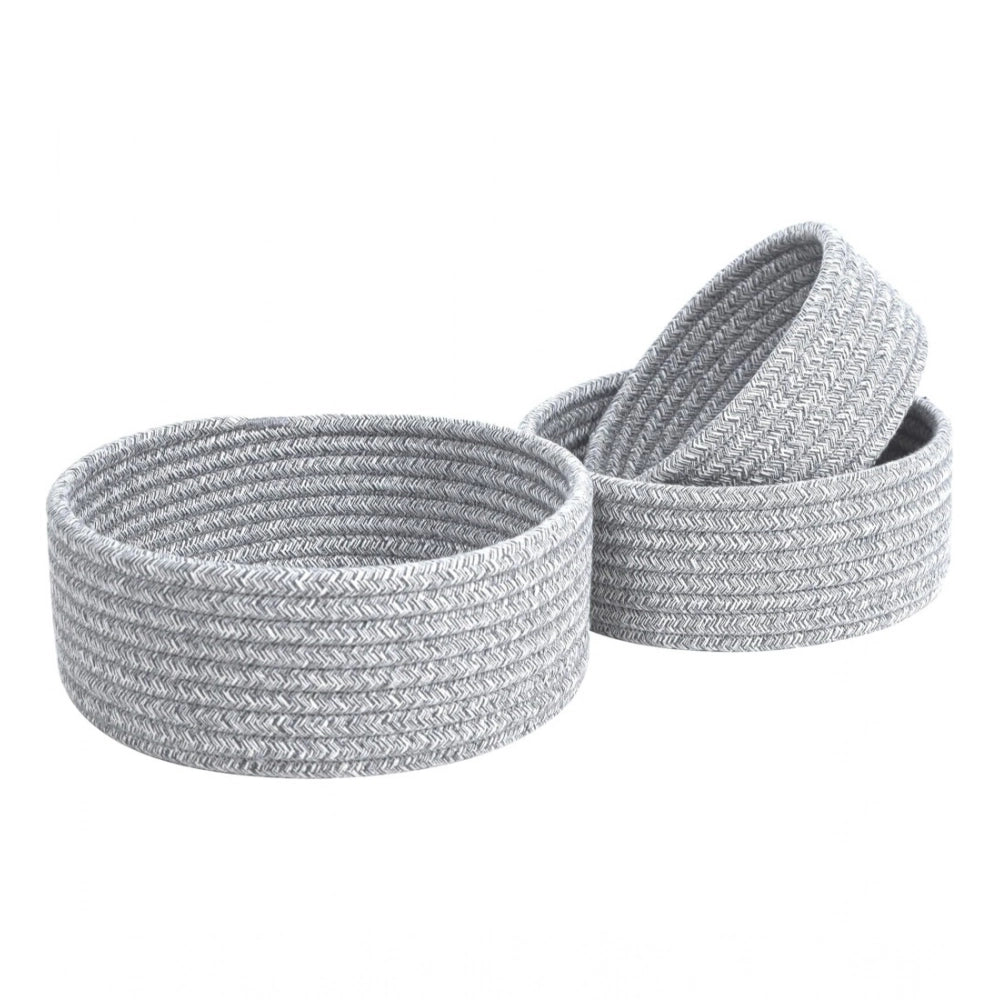 Generic Cotton 8x3 Inch Kidi Round 3 Set Bedside Organizer With Out Lid (Gray)