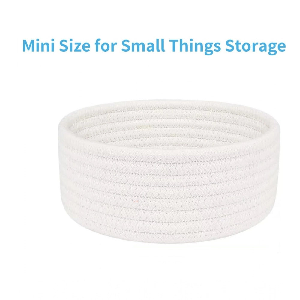 Generic Cotton 8x3 Inch Round 1 Pcs Bedside Organizer With Out Lid (White)