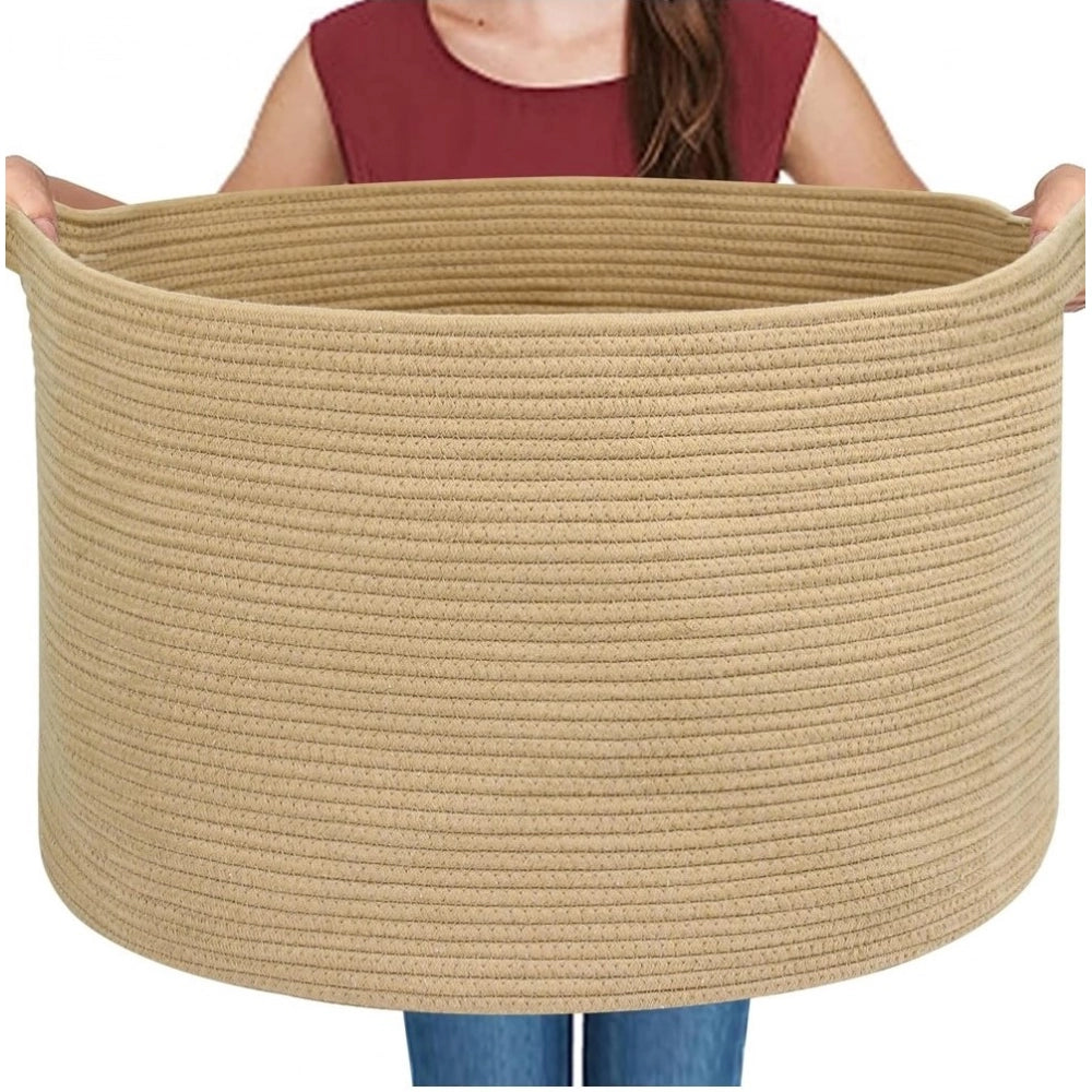Generic Cotton Pack Of_1 14x12 Inch Storage Basket For Clothes With Out Lid (Beige)