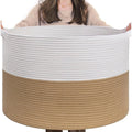 Generic Cotton Pack Of_1 16x14 Inch Storage Basket For Clothes With Out Lid (Beige-White)