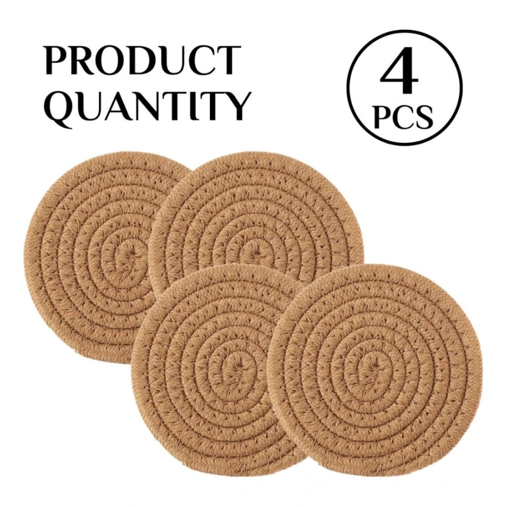 Generic Cotton Pack Of_2 Rope Drink Coasters 4 Pcs Set (Beige)