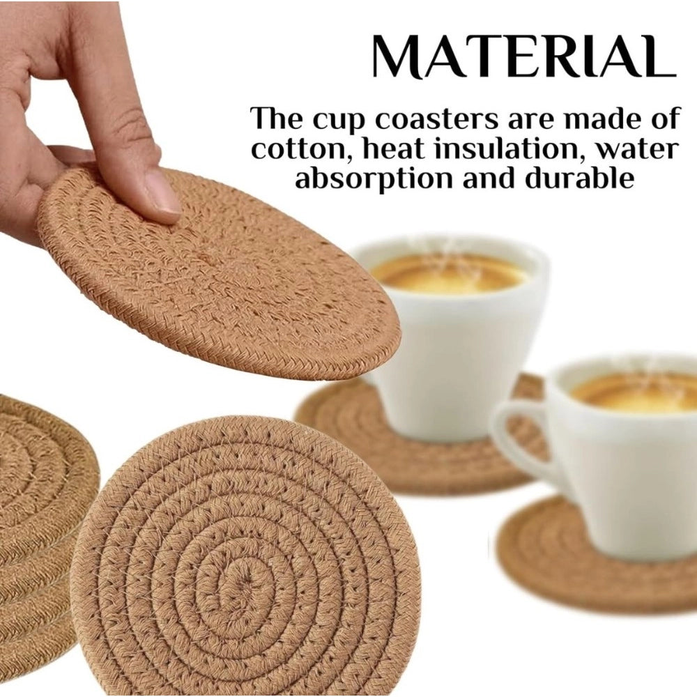 Generic Cotton Pack Of_2 Rope Drink Coasters 4 Pcs Set (Beige)