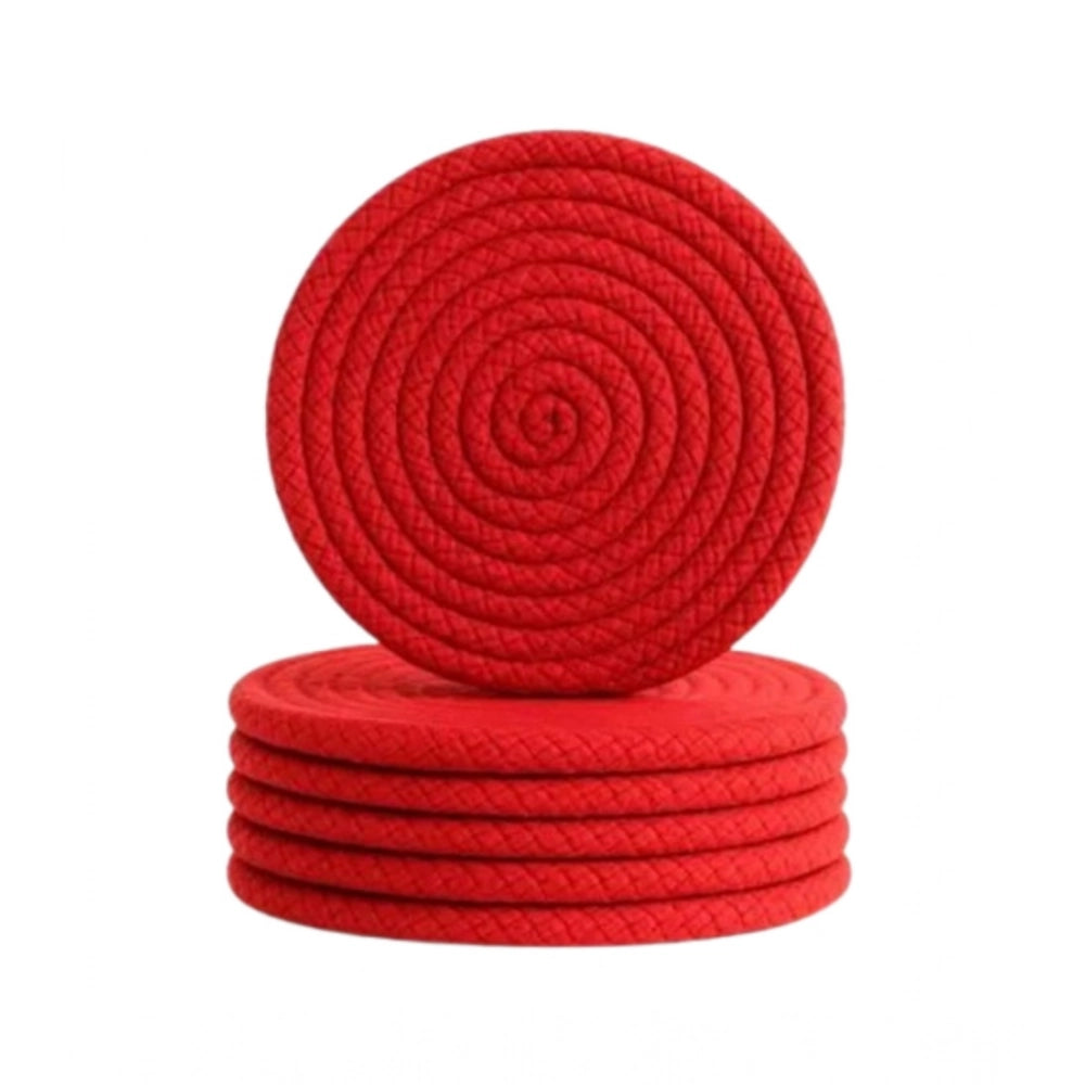 Generic Cotton Rope Drink Coasters 6 Pcs Set (Red)