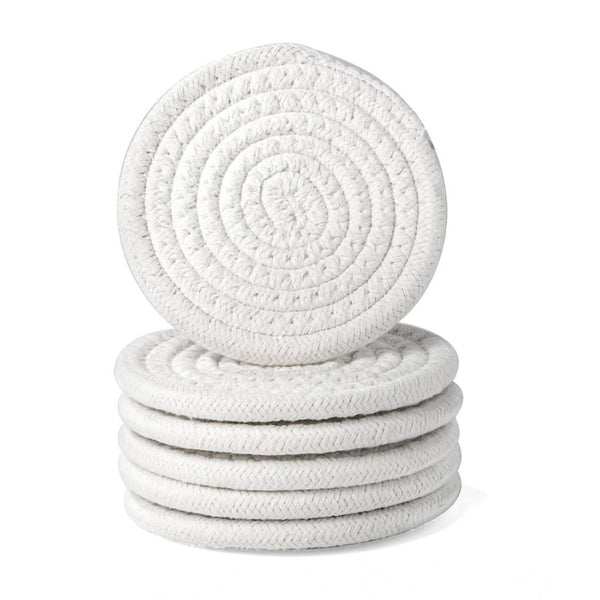 Generic Cotton Rope Drink Coasters 6 Pcs Set (White)