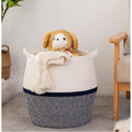 Generic Cotton Matka 14x12 Inch Storage Basket For Clothes With Out Lid (Gray-White)