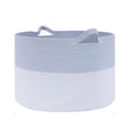 Generic Cotton Pack Of_1 16x14 Inch Storage Basket For Clothes With Out Lid (Blue-White)