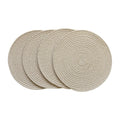 Generic Cotton Dining Table Round Placemat Mats Set of 4 (Beige-White)